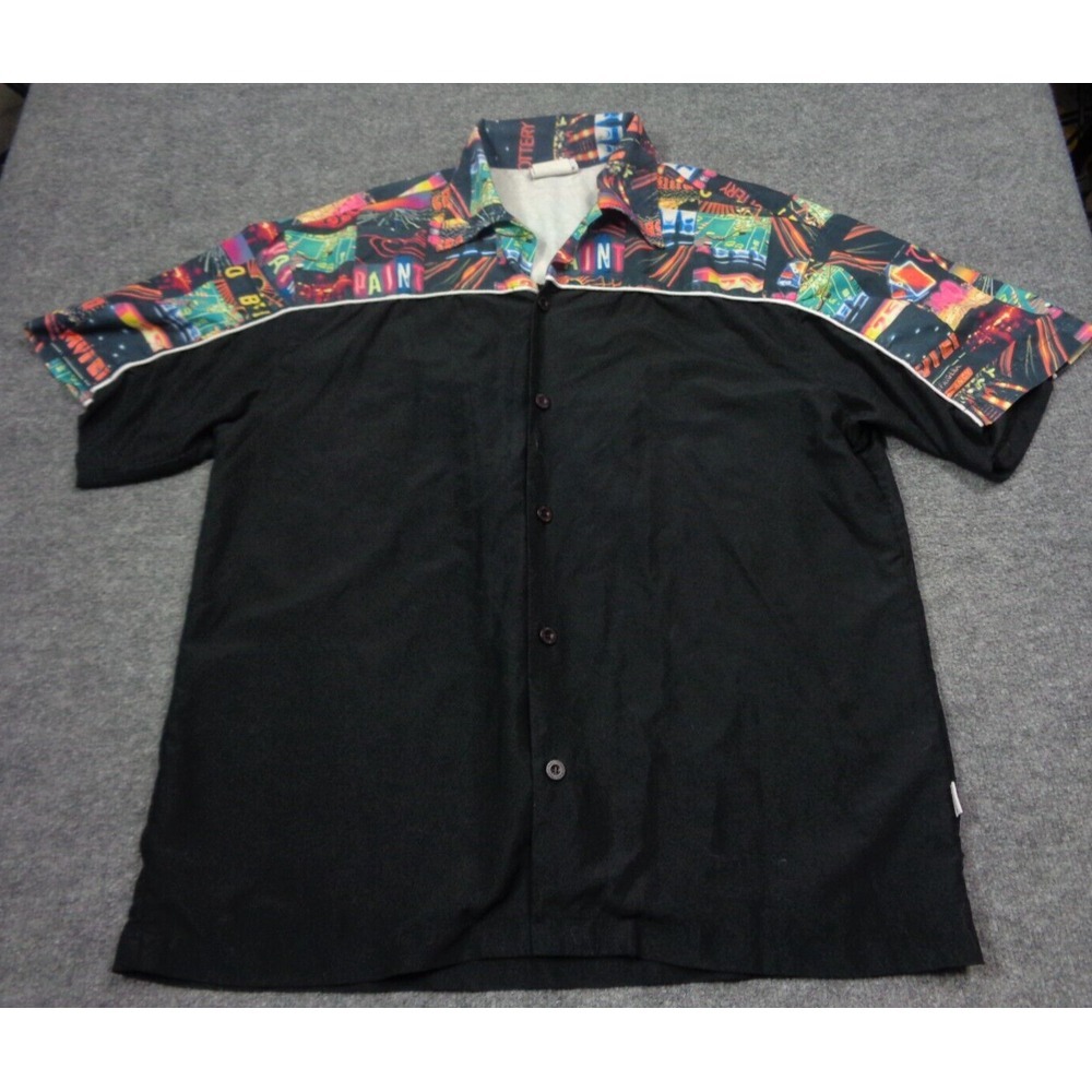 Vintage Third Rail‎ Shirt Mens Black M Las Vegas Short Sleeve Button Up Y2K